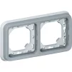 Супорт з рамкою для вбудованого монтажу Legrand Plexo, 2 пости, горизонтальна установка, сірий - 1