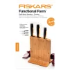 Набір ножів Fiskars Functional Form, бамбукова підставка, 3шт, нержавіюча сталь, пластик, бамбук, чорний - 3