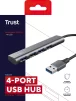 Хаб Trust Halyx USB-A > 4xUSB-А 3.2, Алюміній, 0.1м, Сірий - 12
