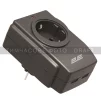 Мережевий адаптер 2E 1XSchuko із захистом від сплесків напруги, 2*USB-A, чорний - 2