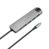 Хаб 2E USB-С > 2хUSB-A 2.0/USB-A 3.0/USB-C PD/HDMI/Ethernet, 0.15м, сірий - 2