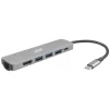 Хаб 2E USB-С > 2хUSB-A 2.0/USB-A 3.0/USB-C PD/HDMI/Ethernet, 0.15м, сірий - 5