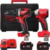 Набір із двох акумуляторних інструментів Milwaukee M18 BLPP2A3-502X 18В шурупокрут-дриль M18 BLPD2 гвинтоверт ударний M18 BLIDR акб М18 2х5А·год ЗП M12-18FC кейс - 2
