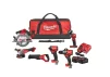 Набір із шести акумуляторних інструментів Milwaukee M18 FPP6G3-502B 18В шурупокрут-дриль M18 FPD3 гвинтоверт ударний M18 FID3 кутова шліфувальна машина M18 FSAG125X пила дискова M18 CCS55 пилка шабельна M18 FSZ ліхтар M18 TLED-0 акб М18 2х5А·год ЗП M12-18 - 10