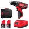 Шурупокрут-дриль акумуляторний Milwaukee M12 BPD-202C 12В 2х2А·год 30Нм 0·1500об/хв ЗП C12C жилет кейс 1.2кг - 6