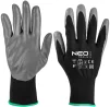 Рукавички робочі Neo Tools поліестер з нітриловим покриттям, р.8, сіро-чорний 12шт - 8