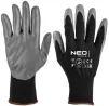 Рукавички робочі Neo Tools поліестер з нітриловим покриттям, р.9, сіро-чорний 12шт - 9