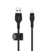 Кабель USB-A > Lightning заряджання/синхронізації Belkin 1м, плетений, силіконовий, з ремінцем на магніті, чорний - 5