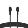 Кабель USB-C > Lightning заряджання/синхронізації Belkin 1м, Type-C, плетений, силіконовий, з ремінцем на магніті, чорний - 1