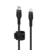 Кабель USB-C > Lightning заряджання/синхронізації Belkin 1м, Type-C, плетений, силіконовий, з ремінцем на магніті, чорний - 20
