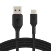 Кабель USB-A > USB-C заряджання/синхронізації Belkin 3м, 15Вт, Type-C, плетений, чорний - 1