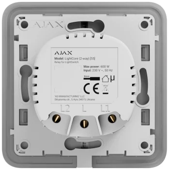 Реле одноклавішний вимикач прохідного типу Ajax LightCore 2-way for LightSwitch Jeweler, бездротовий