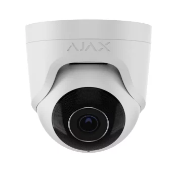IP-Камера дротова Ajax TurretCam, 8мп, 4мм, Poe, True WDR, IP 65, ІЧ 35м, аудіо, кут огляду 75°до 85°, купольна, біла