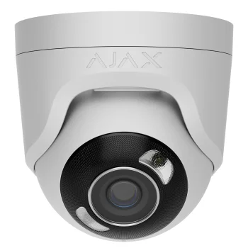 IP-Камера дротова Ajax TurretCam HL white, 8мп, 4мм, гібридне підсвічування IR 50м, білий Led 50м, Poe, True WDR, IP 65, ІЧ 50м, аудіо, 75° до 85°, купольна, біла