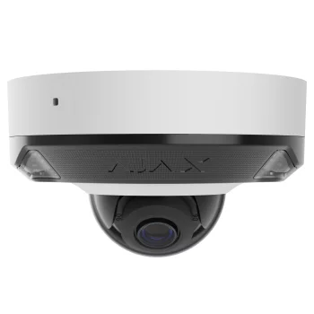 IP-Камера дротова Ajax DomeCam Mini HL white, 5мп, 4мм, гібридне підсвічування IR 15м, білий Led 15м, Poe, True WDR, IP 65, ІЧ 15м, аудіо, кут огляду 75° до 85°, міні купольна, біла