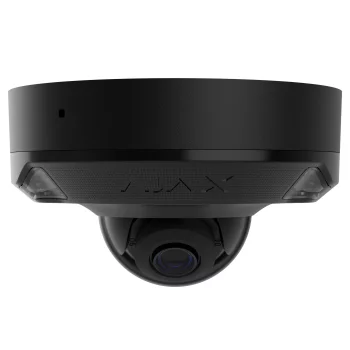 IP-Камера дротова Ajax DomeCam Mini HL black, 5мп, 4мм, гібридне підсвічування IR 15м, білий Led 15м, Poe, True WDR, IP 65, ІЧ 15м, аудіо, кут огляду 75° до 85°, міні купольна, чорна
