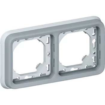 Супорт з рамкою для вбудованого монтажу Legrand Plexo, 2 пости, горизонтальна установка, сірий