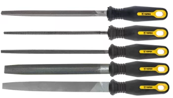 Напилки по металу TOPEX, рукоятка двокомпонентна, 200мм, набір 5шт