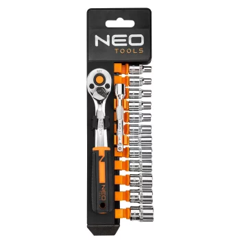 Набір торцевих головок Neo Tools, 1/4", тріскачка 90 зубців, CrV, 14шт