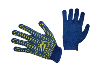 Рукавички трикотажні сині з ПВХ крапкою ТМ Vulkan Lux (полегшені), р.10