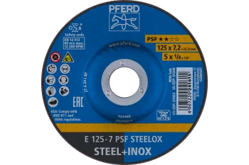 Круг зачисний 125*7,2*22 PSF STEELOX нерж., сталь
