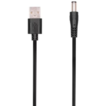 Кабель USB-A > DC 5.5х2.1мм живлення 2Е 1м, 5В/1.5A, чорний