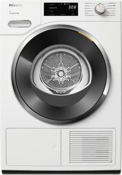 Сушильна машина Miele TWH 780 WP тепловий насос, 9кг, A+++, 64.3см, дисплей, інвертор, люк чорний+cріблястий, білий