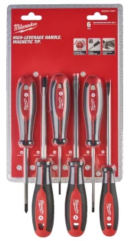 Набір викруток магнітних з тригранною рукояткою MILWAUKEE, (PH1/PH2/SL3/SL4/SL5,5/SL6,5), (6шт)