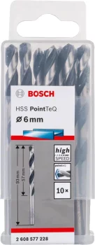 Свердло по металу Bosch Professional HSS-PointTeQ, 6х57х93мм, 10шт