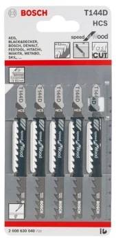 Полотно пиляльне для електролобзика Bosch Professional по дереву T144D, 4-5.2х100мм, 5шт