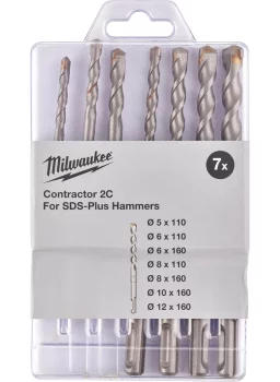 Набір бурів SDS-PLUS Contractor MILWAUKEE, (Ø5/6/6/8/8/10/12мм) (7шт) пластиковий футляр