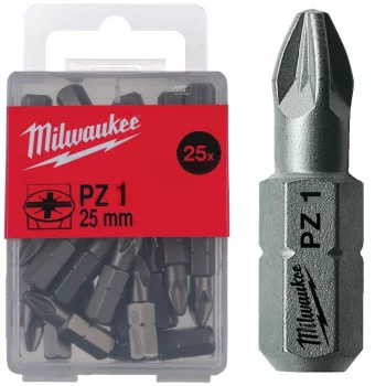 Біта MILWAUKEE, PZ1, 25мм, (25шт), пластикова коробка