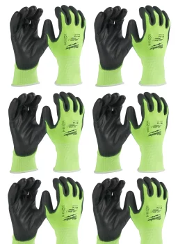 Рукавиці робочі сигнальніHi-Vis MILWAUKEE, з опором порізам 1/A рівня, розмір 10/XL, (12шт)