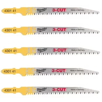 Полотна для лобзиків T234X 3CUT MILWAUKEE, 91х2,5 мм , (5шт), (деревина, чистий різ)