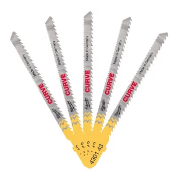 Полотна для лобзиків Curve MILWAUKEE, 75х2,5мм, (5шт), (деревина, фігурний різ)