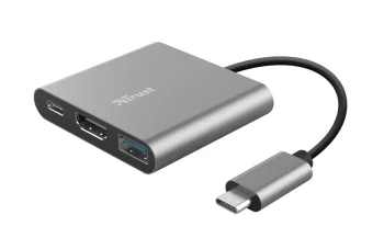 Хаб Trust Dalyx 3-in-1 USB-С > USB-А 3.2/USB-С/HDMI, Алюміній, 0.1м, чорний
