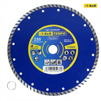 Диск алмазний S&R Tempo 230 x 2.4 x 22.2 TURBO камінь