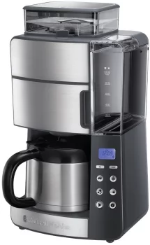 Кавоварка Russell Hobbs крапельна Grind and Brew 1л, мелена, LED-дисплей, сріблясто-чорний