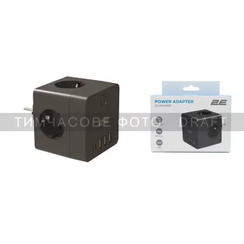 Мережевий адаптер 2E 4XSchuko, 3*USB-A, 1*USB-C, black