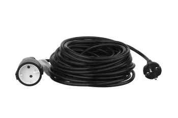 Подовжувач мережевий 2E 1хТип F, 2х1мм кв, 10A, 15м, чорний