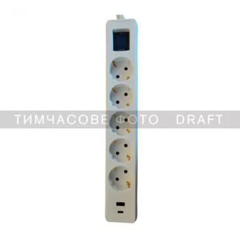 Подовжувач-фільтр мережевий 2E 5xТип F, 3x1.5мм кв, 16A, 1xUSB-A, 1xUSB-C, із захистом від перевантаження, 3м, білий, 3м, білий