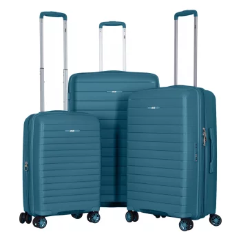 Набір валіз 2E, Aero, поліпропілен, (L+M+S), TSA, 4 колеса, EXP, синій