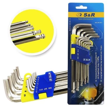 Набір шестигранних ключів S&R 365307013 з кульковим закінченням 13 шт