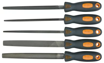 Напилки по металу Neo Tools, рукоятка двокомпонентна, 200мм, набір 5шт