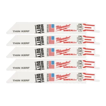 Полотно пиляльне для шабельної пилки Milwaukee THIN KERF універсальне, крок зуба 1.4ммх150мм, 5шт