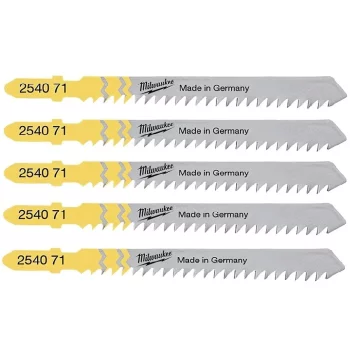 Полотно пиляльне для лобзика Milwaukee T111C, по дереву, крок зуба 3ммх75мм, 5шт