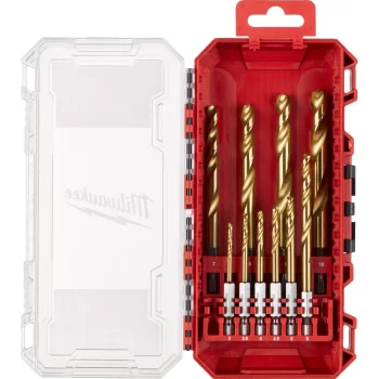 Набір свердел по металу Milwaukee RedHEX Shockwave HSS-TiN, 3-10мм, кейс, 10шт