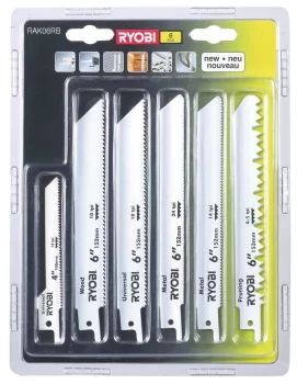 Полотно пиляльне для шабельної пили Ryobi RAK06RB по дереву металу набір 6шт