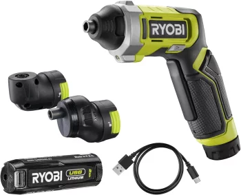 Викрутка акумуляторна Ryobi USB Lithium RSD4-120TA2 4В 1х2А·год 5Нм 200об/хв 2 насадки 10 біт 0.31кг кейс