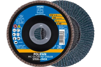 Круг пелюстковий тарілчастий 125*22 Z40 (нерж/метал) конічн.PFC POLIFAN